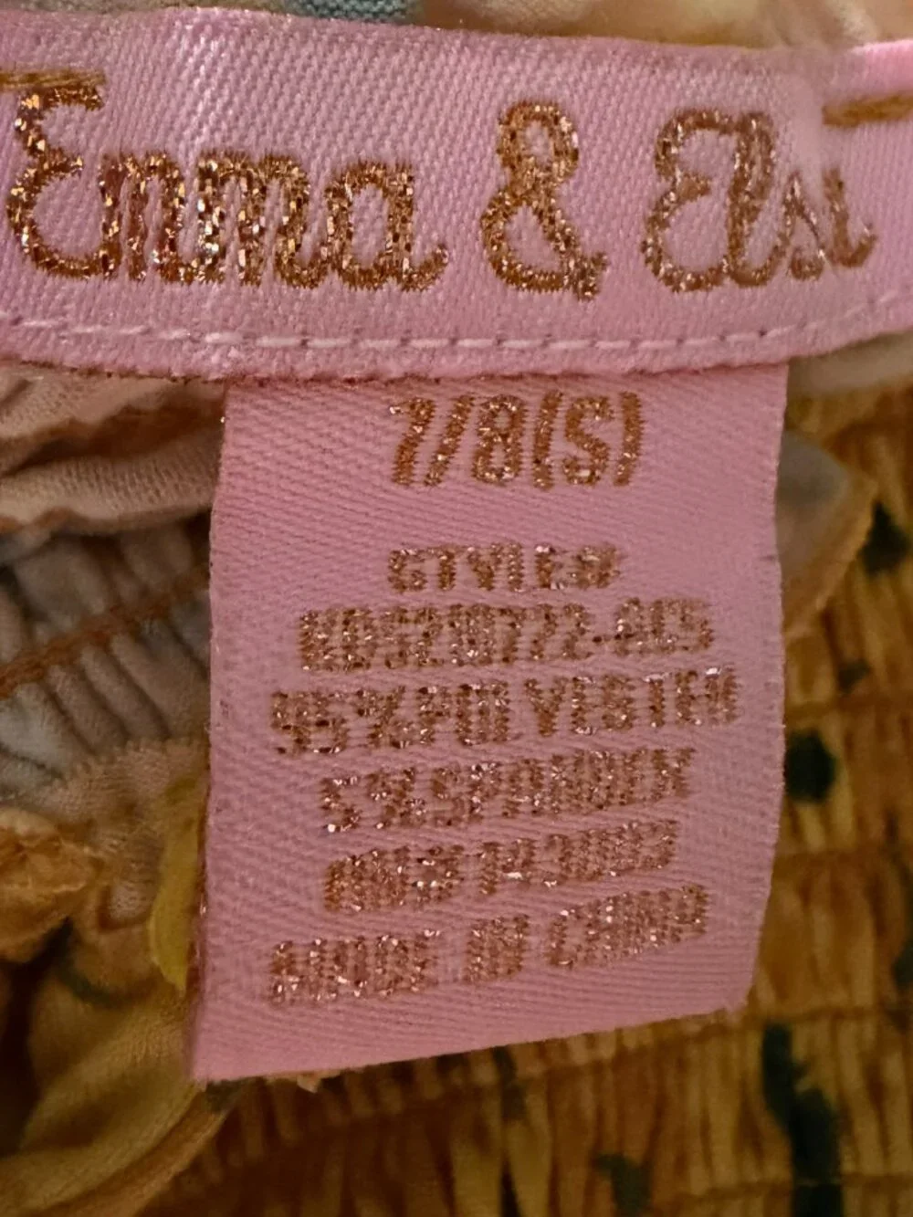 Emma & Elsa girls yellow sunflower sundress smocked tie strap size 7/8